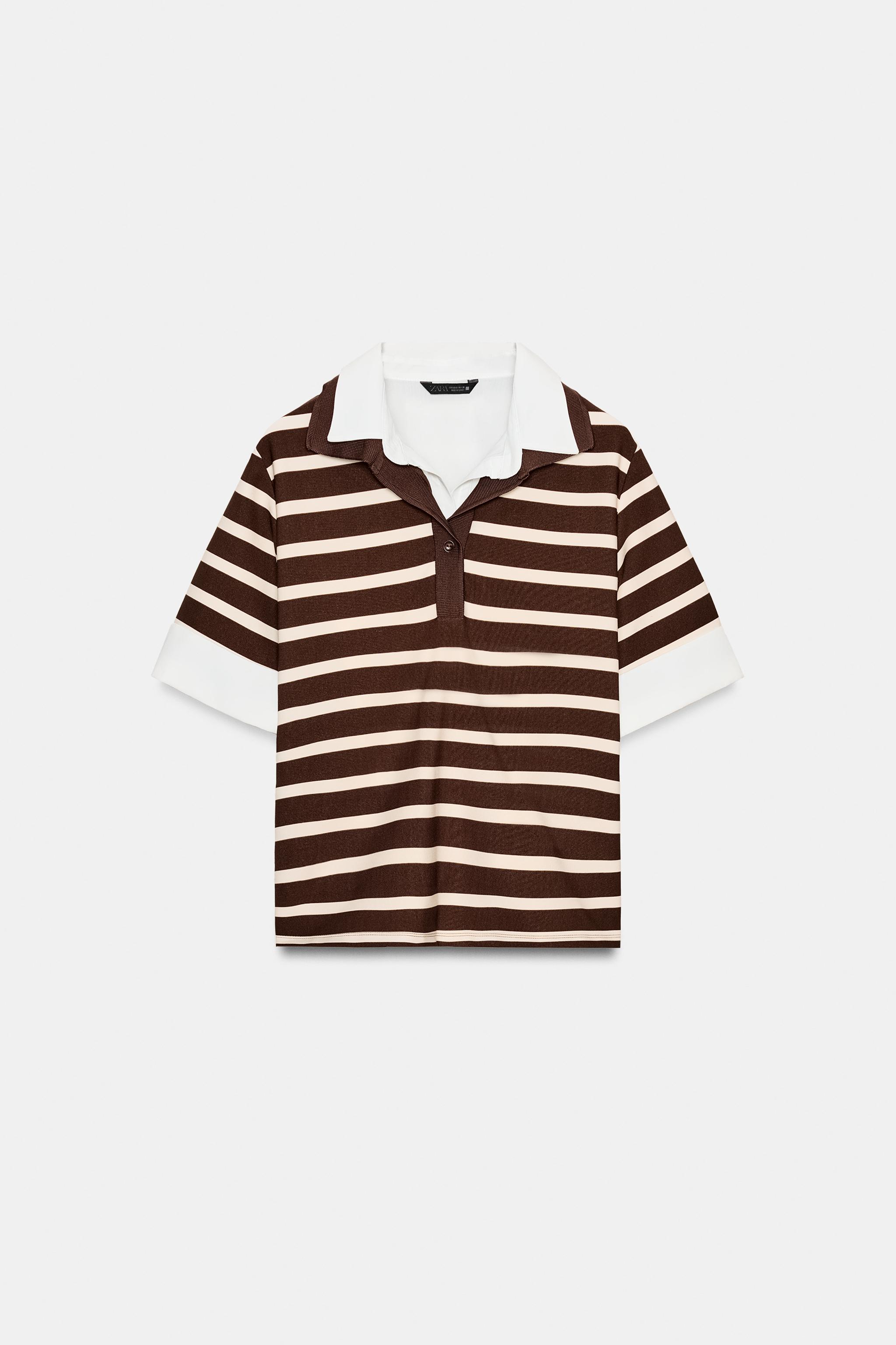 STRIPED COMBO POLO TOP